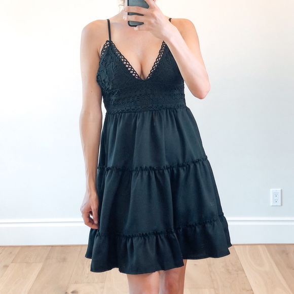 TULUM Black Ruffle Tie Back Sundress - Picture 4 of 5